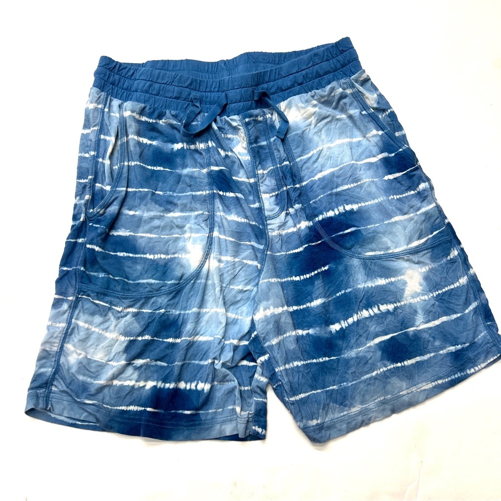 Little Sleepies Blue Tie-Dye Men's Sleep Pajama Bamboo Shorts Drawstring Waist